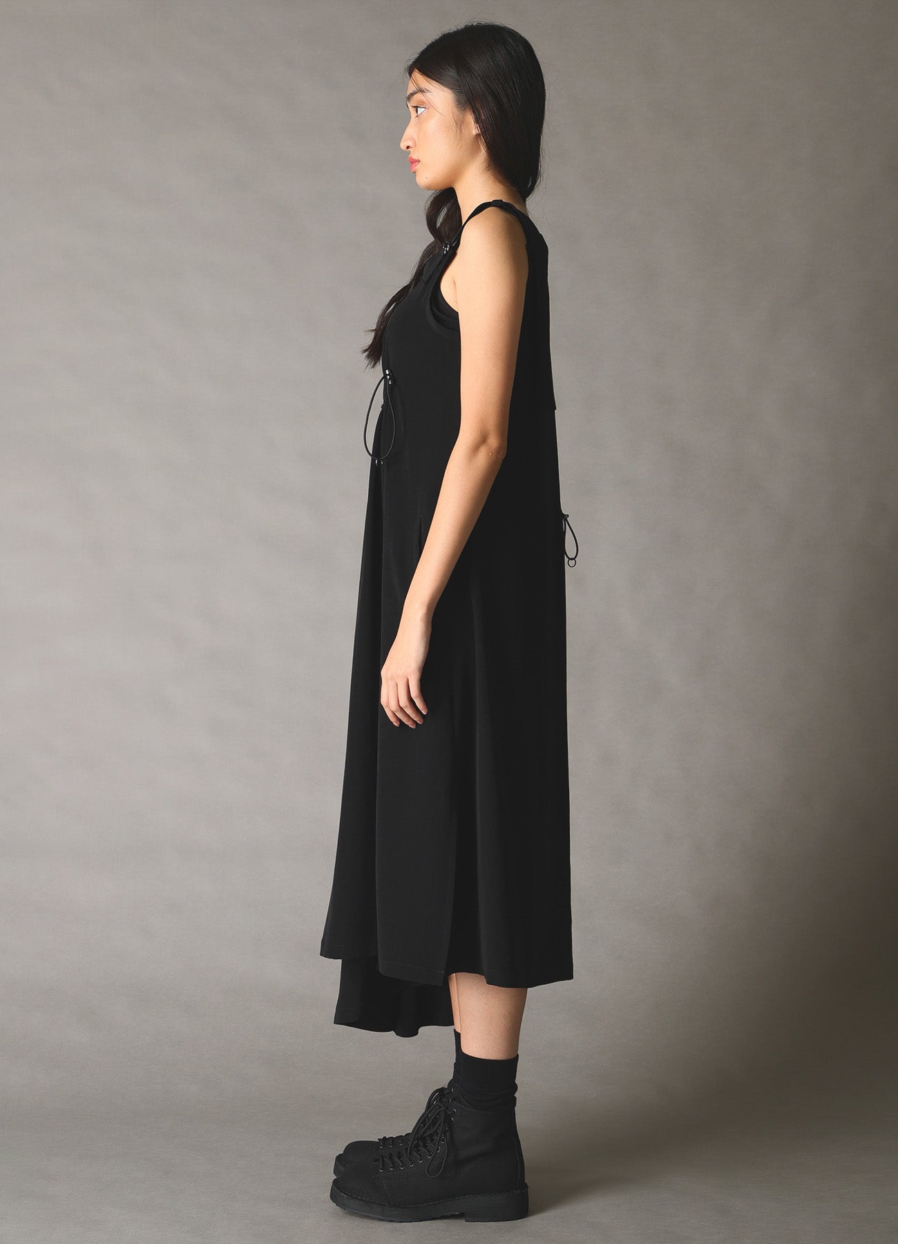 CREPE de CHINE ASYMMETRY DRAWCORD DRESS