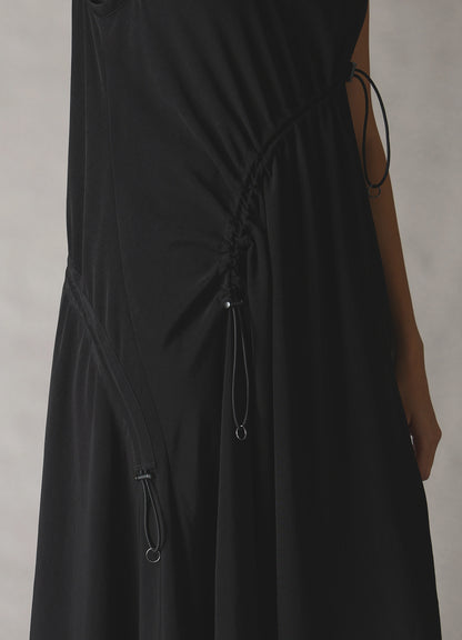 CREPE de CHINE ASYMMETRY DRAWCORD DRESS