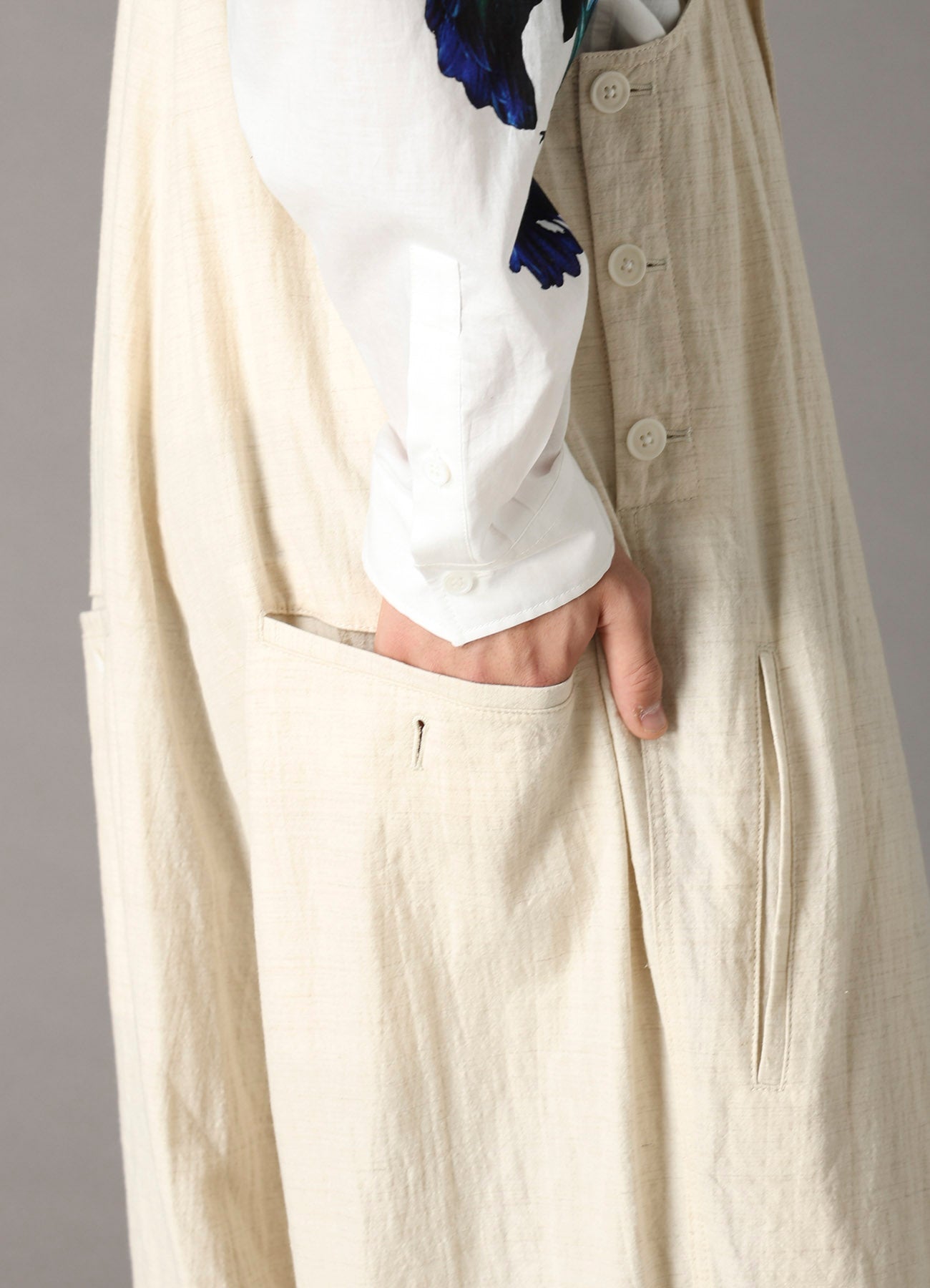 COTTON WOOL FLAX BROAD OVERALLS