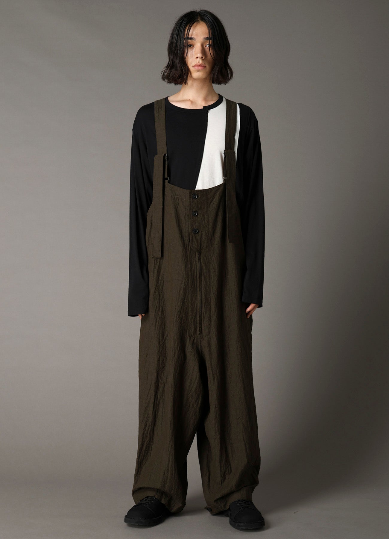 COTTON WOOL FLAX BROAD OVERALLS