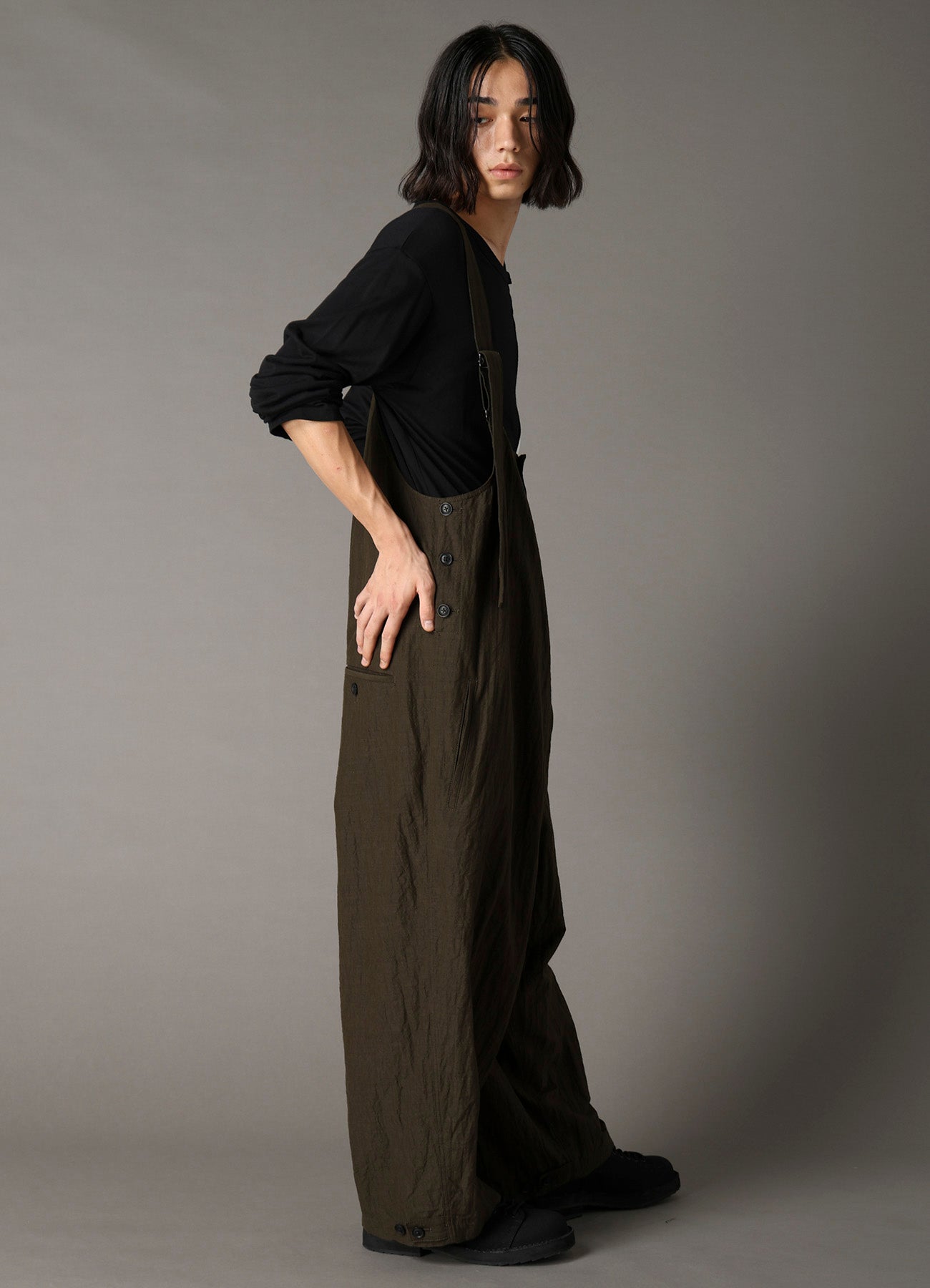 COTTON WOOL FLAX BROAD OVERALLS – THE SHOP YOHJI YAMAMOTO