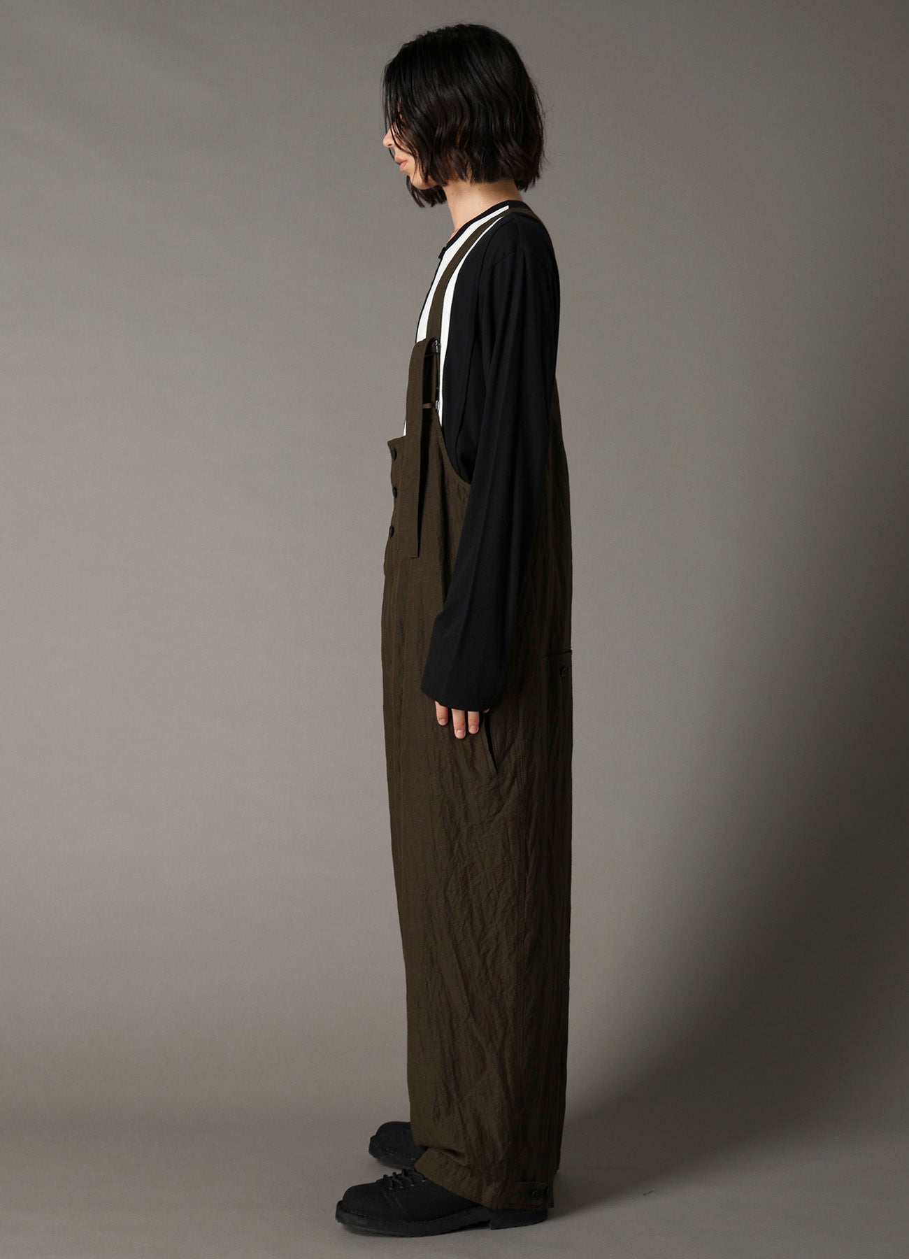 COTTON WOOL FLAX BROAD OVERALLS