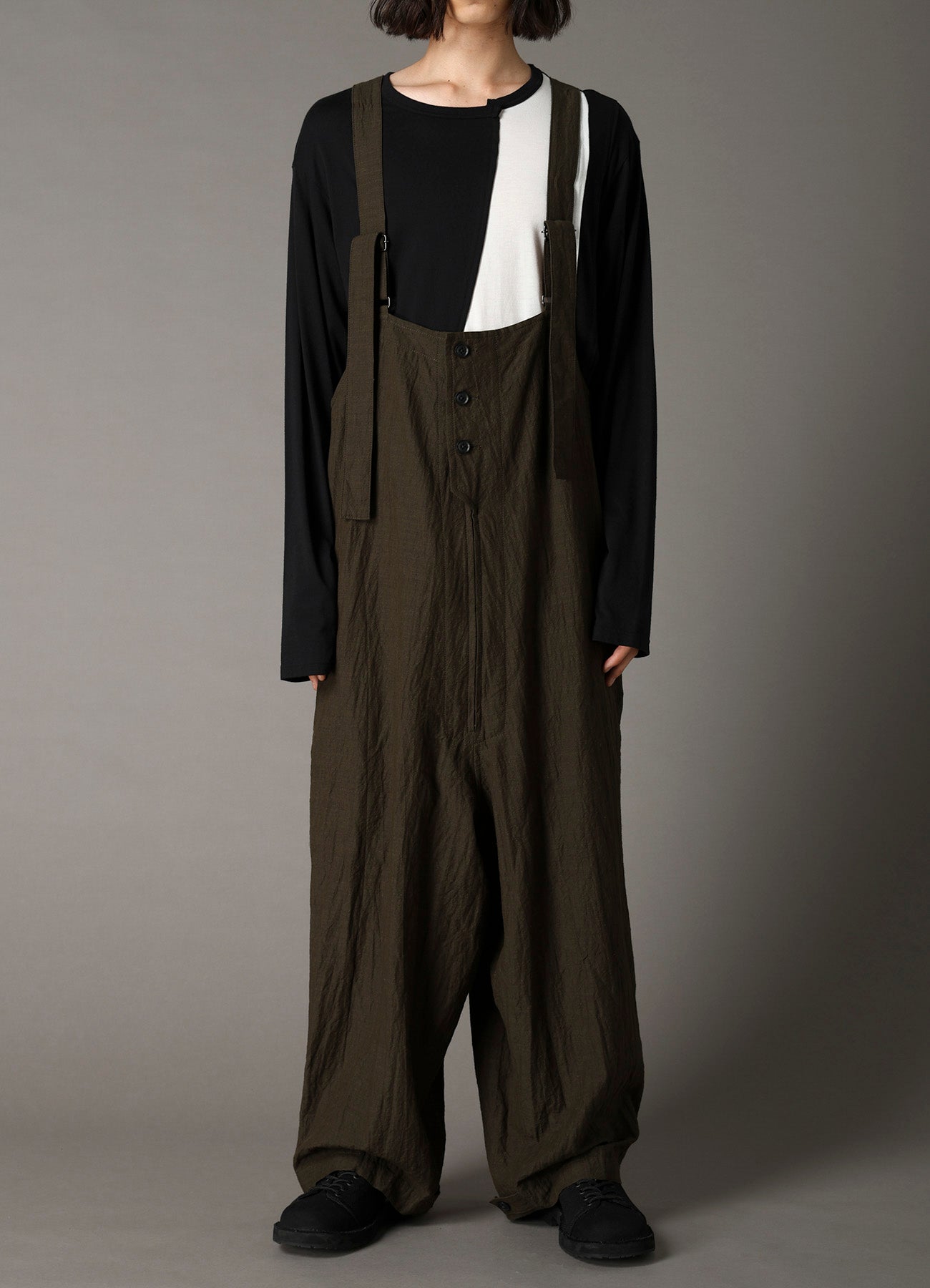 COTTON WOOL FLAX BROAD OVERALLS