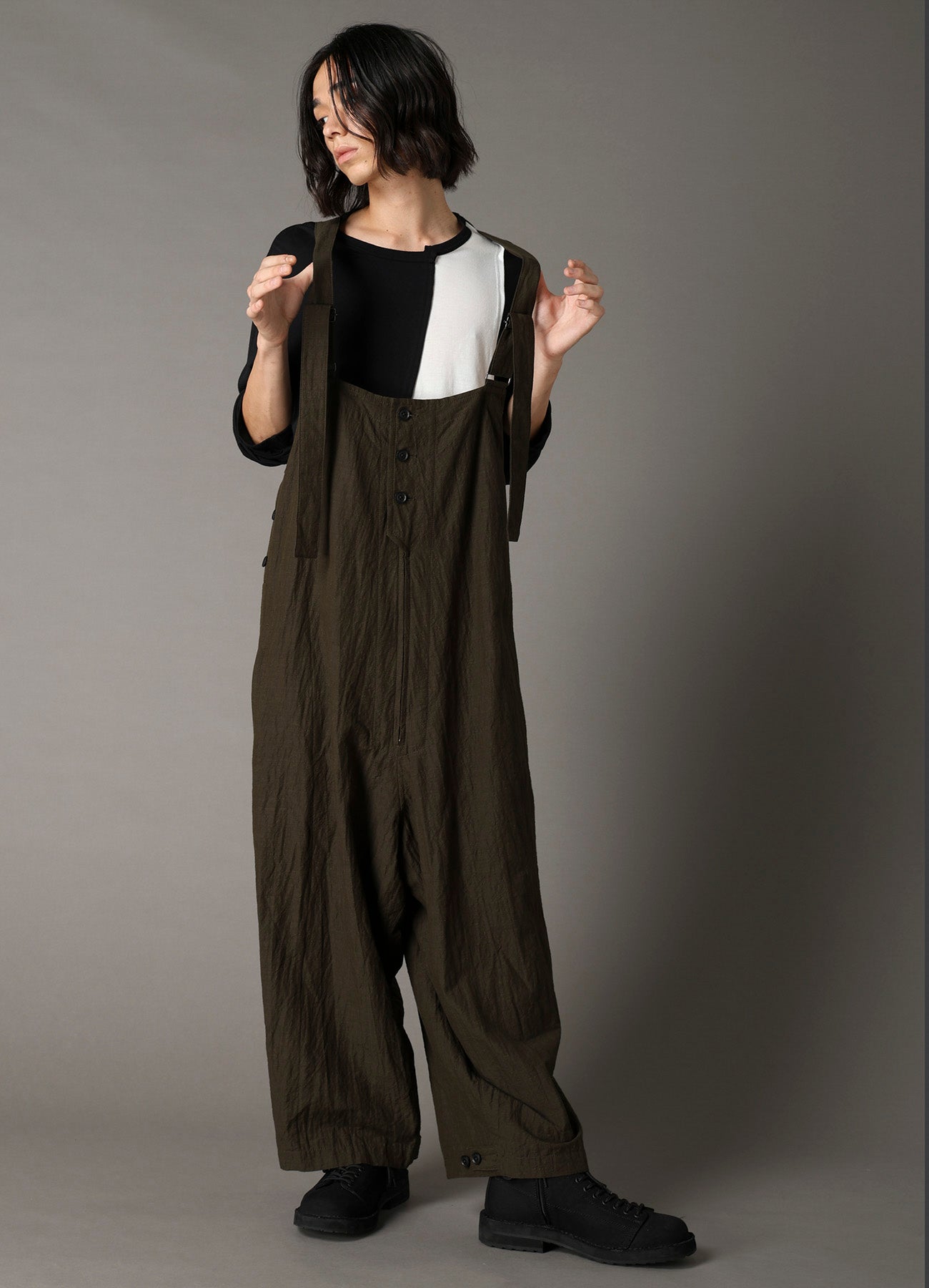 COTTON WOOL FLAX BROAD OVERALLS