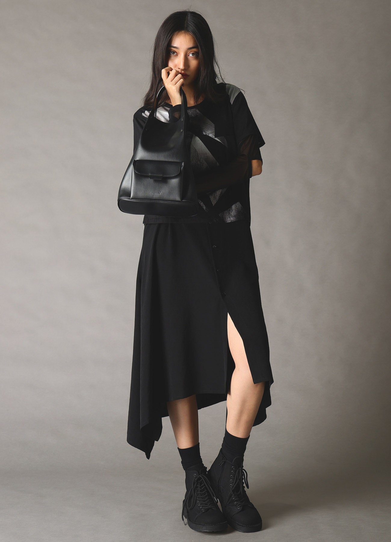 FAUX LEATHER POCKET TOTE BAG