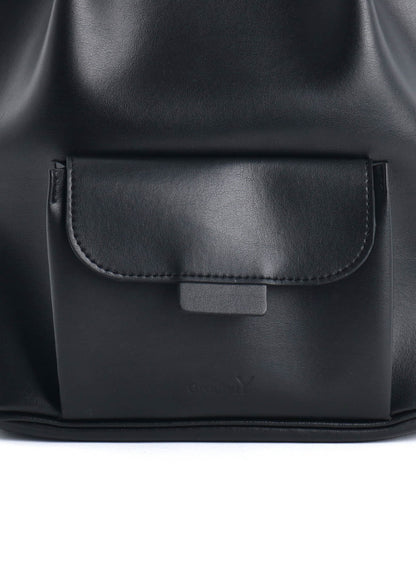 FAUX LEATHER POCKET TOTE BAG