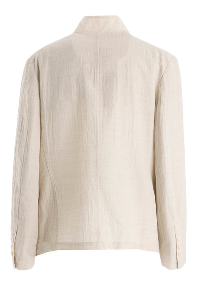 COTTON WOOL FLAX BROAD STAND COLLAR JACKET