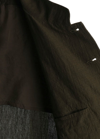 COTTON WOOL FLAX BROAD STAND COLLAR JACKET