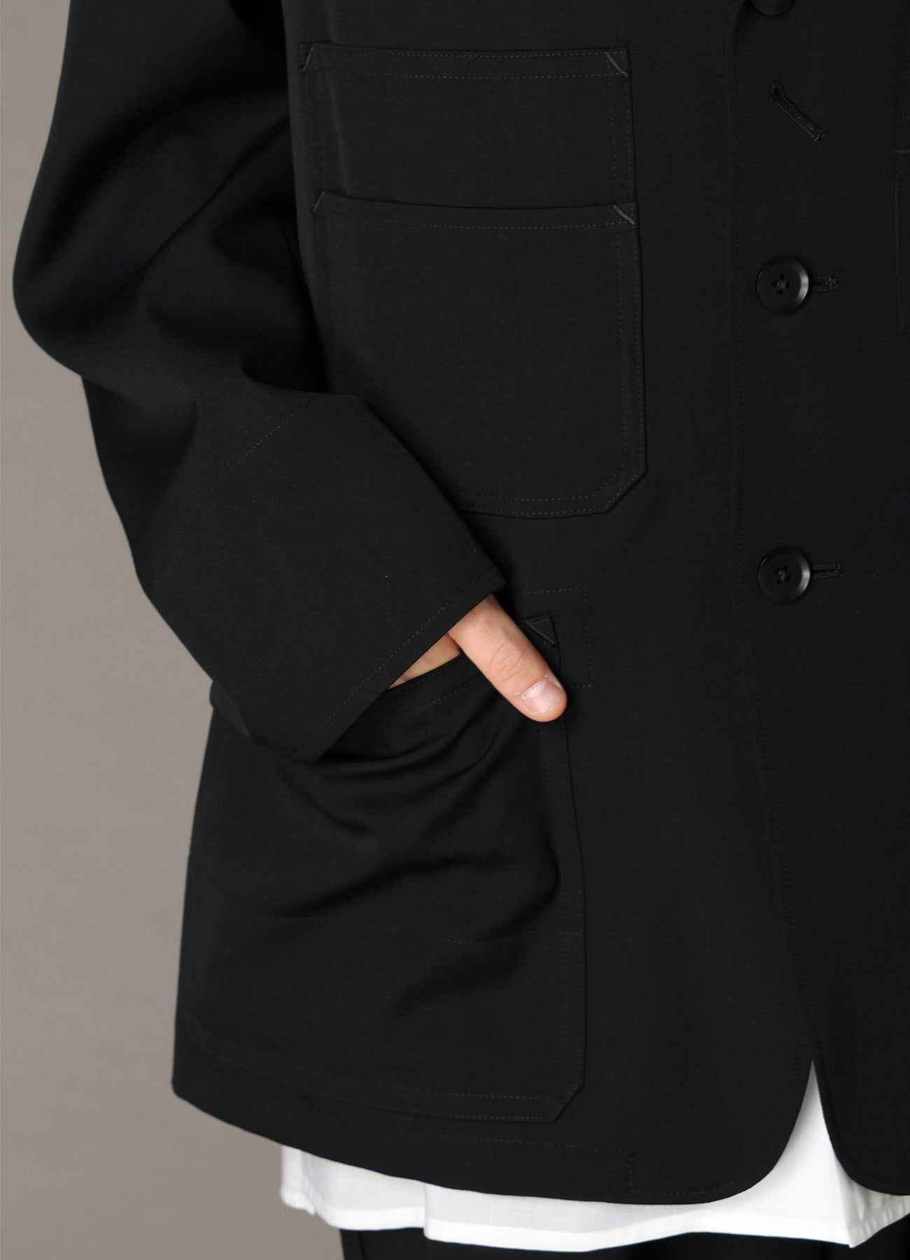 WOOL GABARDINE COVERALL JACKET
