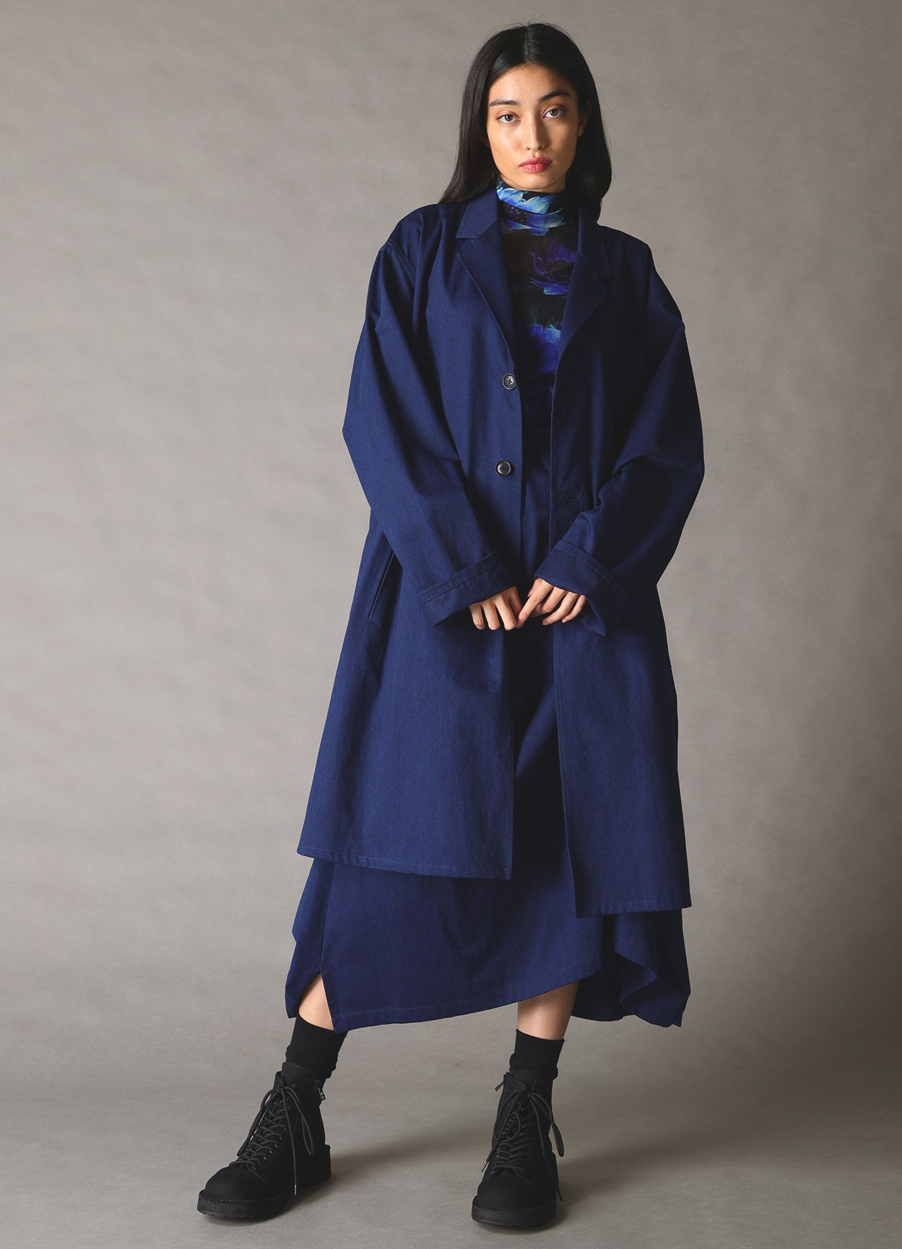 COTTON INDIGO TWILL SHIRT JACKET