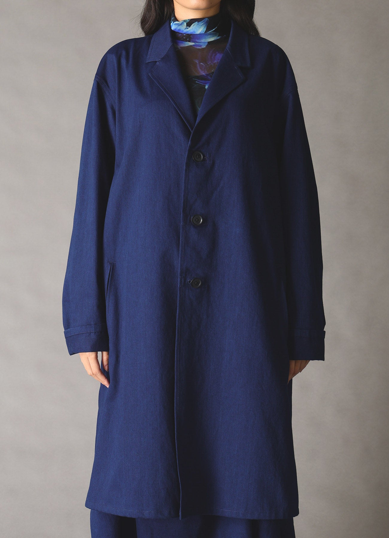 COTTON INDIGO TWILL SHIRT JACKET