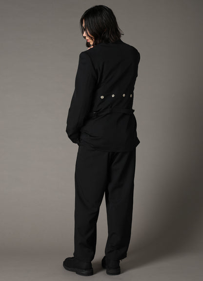 WOOL GABARDINE JACKET WITH EYELETS AND BACK BELT