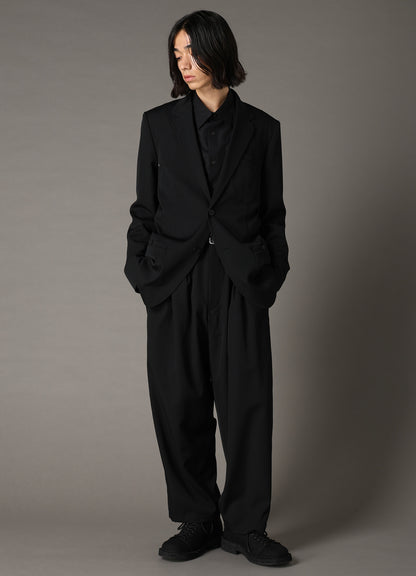 WOOL GABARDINE JACKET WITH EYELETS AND BACK BELT