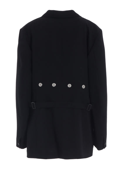 WOOL GABARDINE JACKET WITH EYELETS AND BACK BELT
