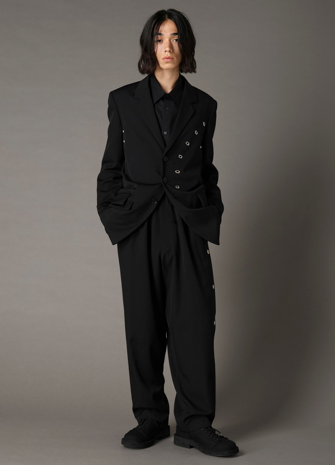 WOOL GABARDINE JACKET WITH EYELETS – THE SHOP YOHJI YAMAMOTO