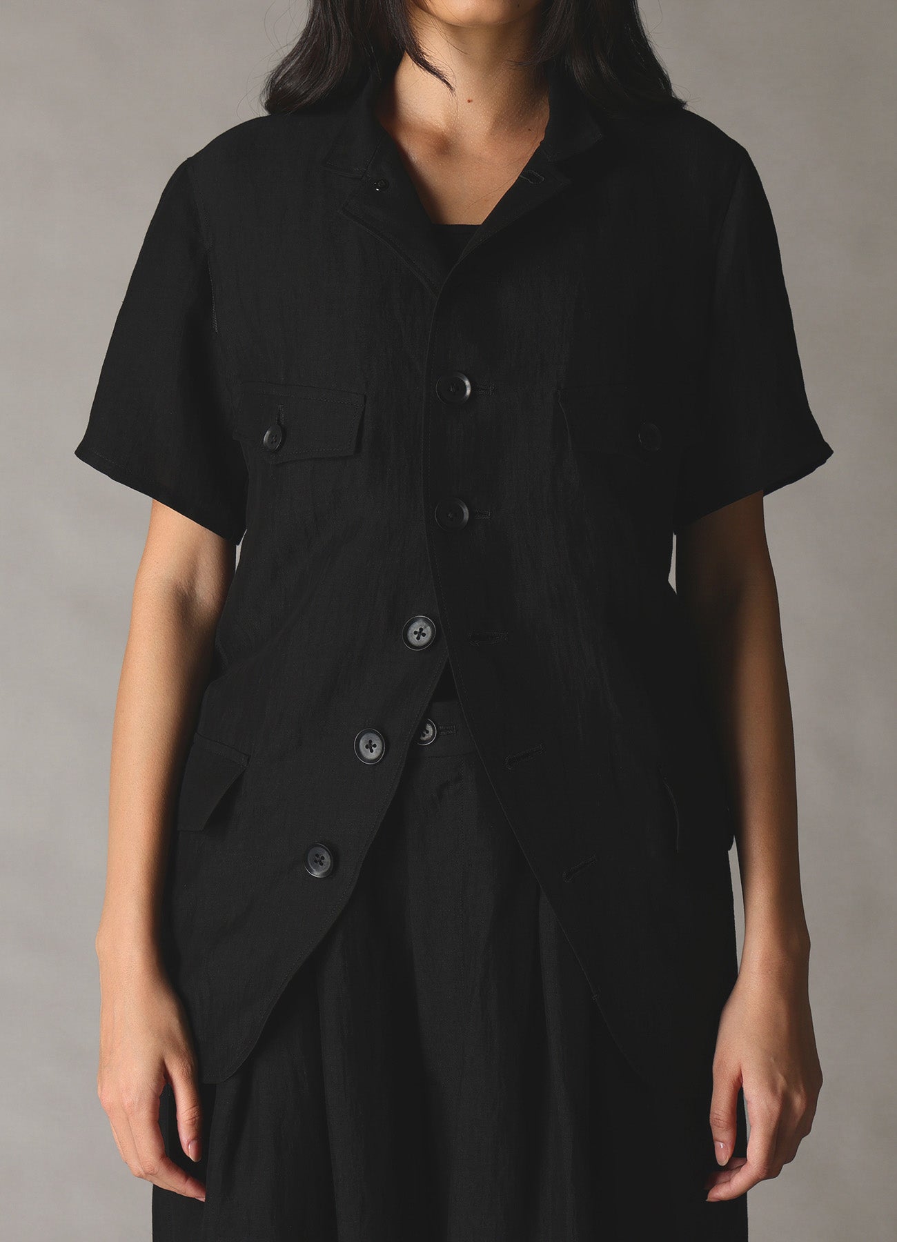 CUPRO/LINEN GABARDINE WOMEN'S SHORT SLEEVE JACKET – THE SHOP YOHJI