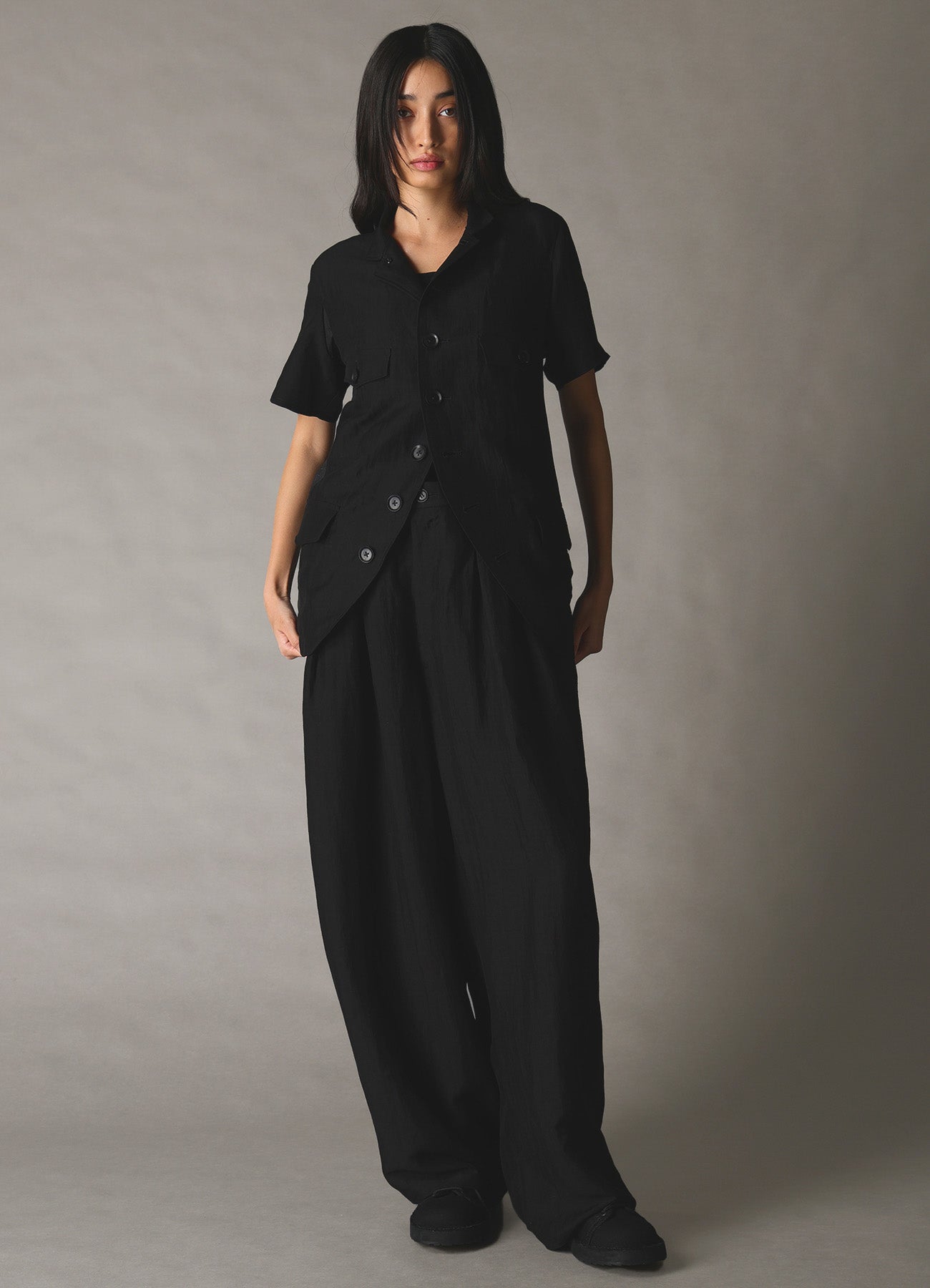 CUPRO/LINEN GABARDINE WOMEN'S SHORT SLEEVE JACKET – THE SHOP YOHJI