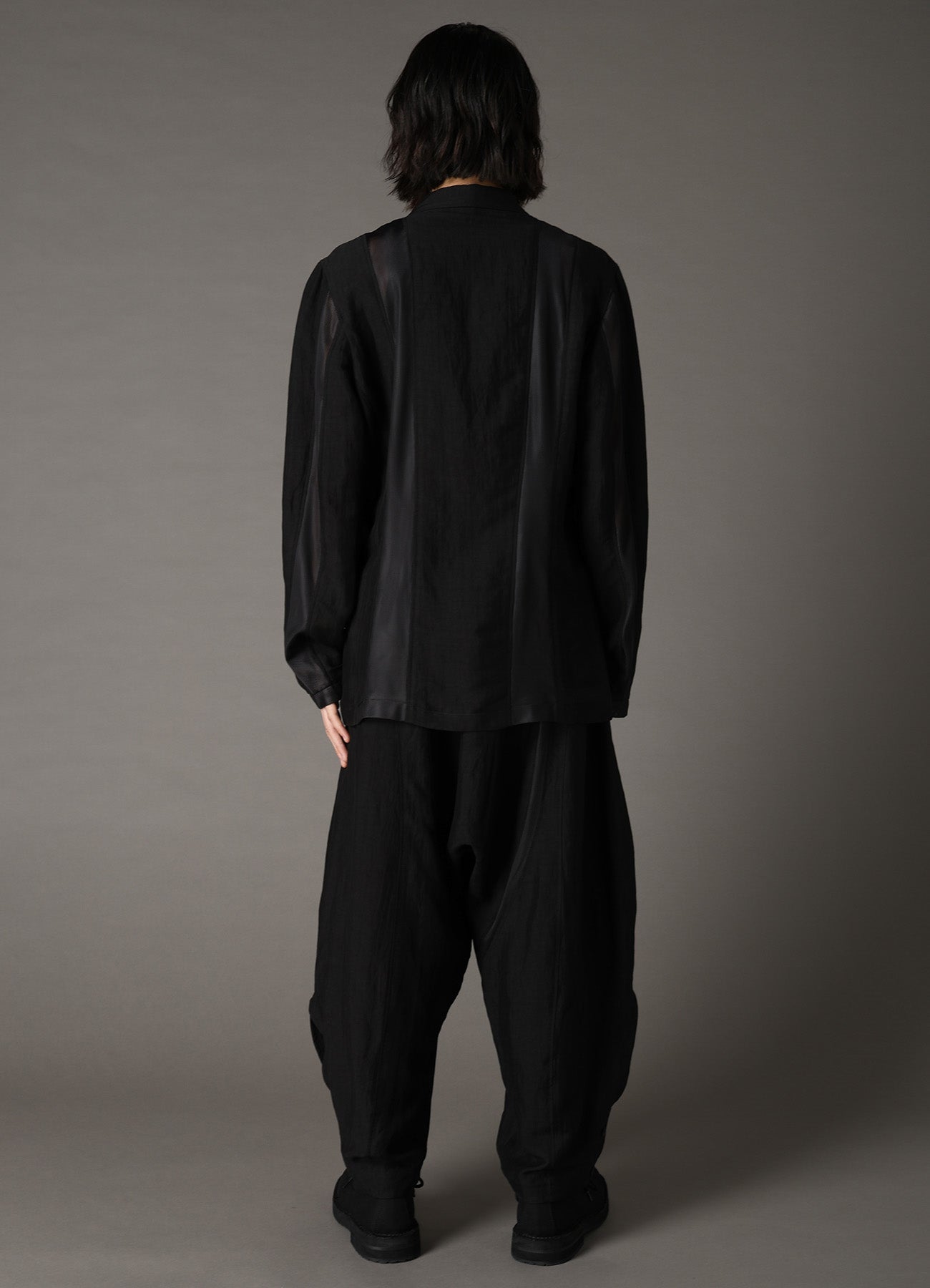 CUPRO/LINEN GABARDINE PANEL JACKET