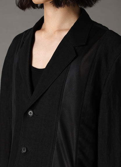 CUPRO/LINEN GABARDINE PANEL JACKET