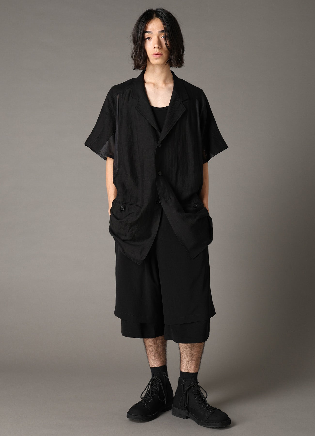 CUPRO/LINEN GABARDINE SHORT SLEEVE SHIRT JACKET – THE SHOP YOHJI
