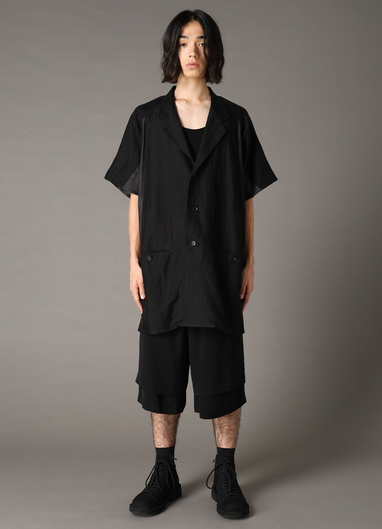 CUPRO/LINEN GABARDINE SHORT SLEEVE SHIRT JACKET – THE SHOP YOHJI