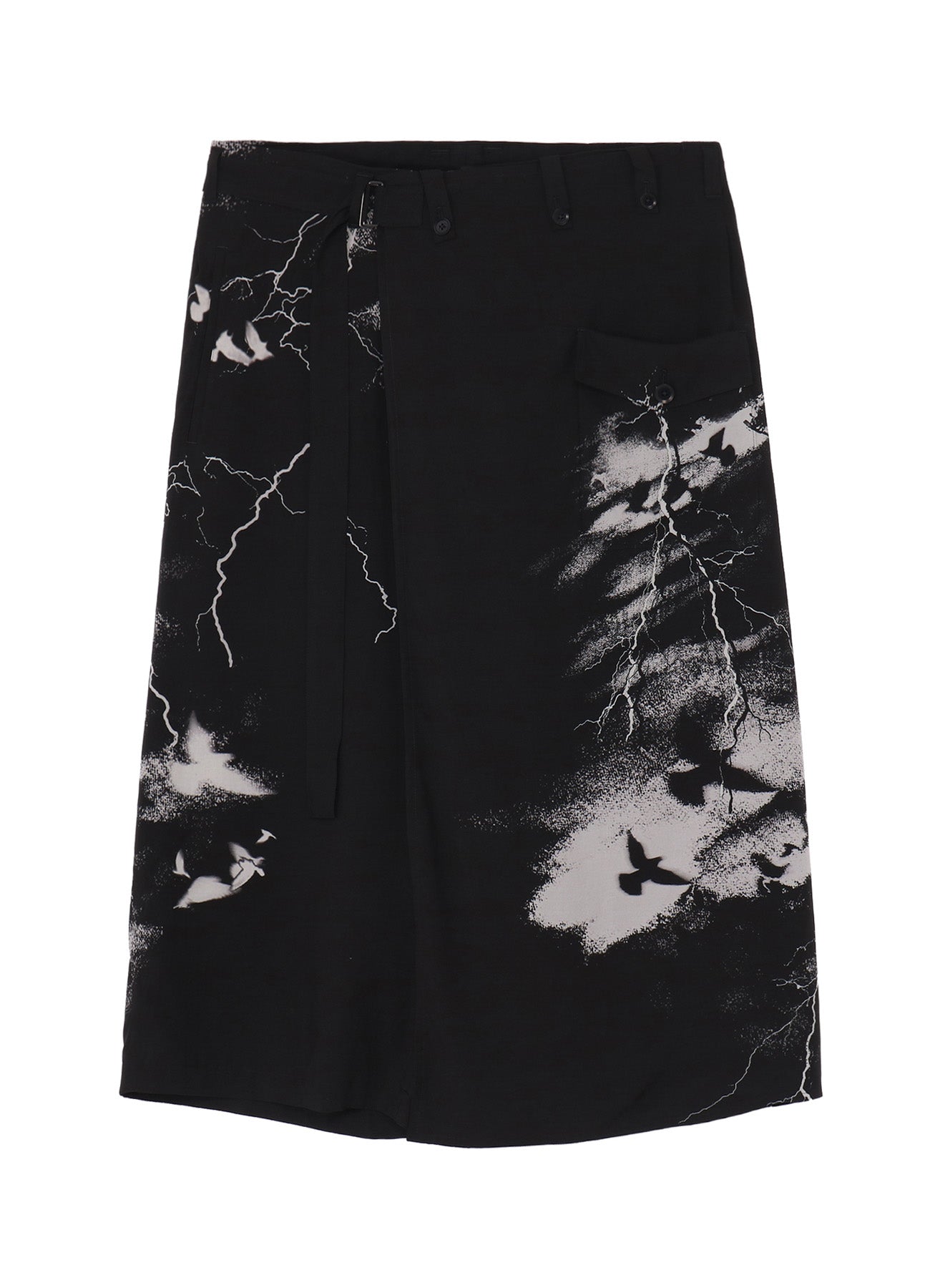 CROW PATTERN WRAP PANTS