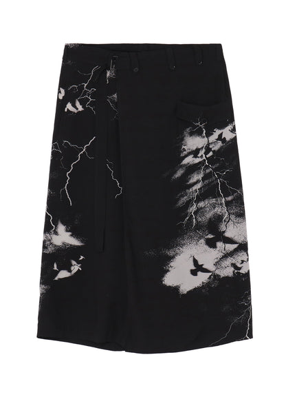 CROW PATTERN WRAP PANTS