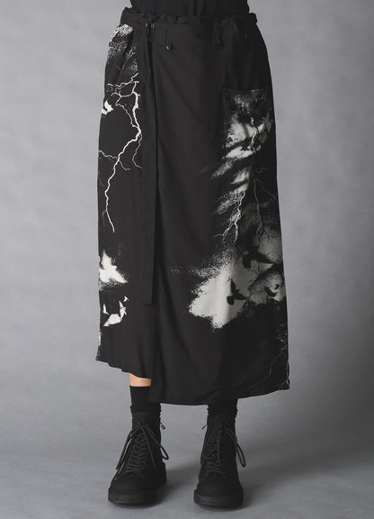 CROW PATTERN WRAP PANTS