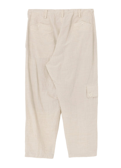 COTTON WOOL FLAX BROAD POCKET SLIM PANTS