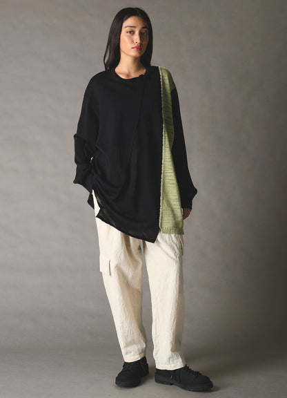 COTTON WOOL FLAX BROAD POCKET SLIM PANTS