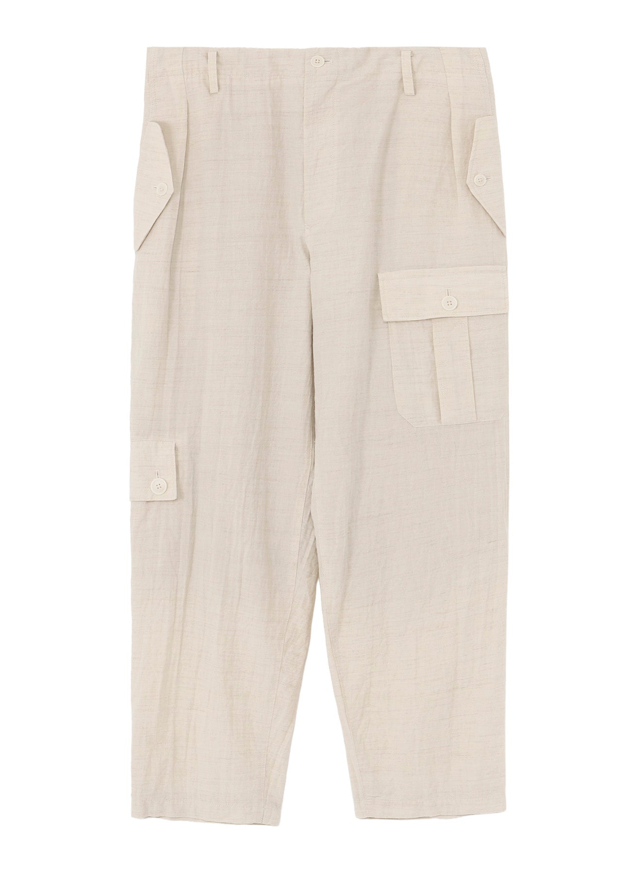 COTTON WOOL FLAX BROAD POCKET SLIM PANTS