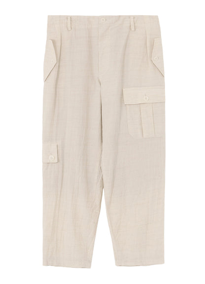 COTTON WOOL FLAX BROAD POCKET SLIM PANTS