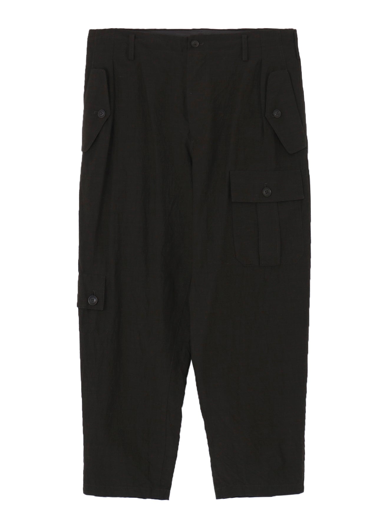 COTTON WOOL FLAX BROAD POCKET SLIM PANTS