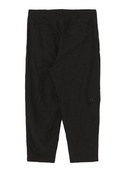 COTTON WOOL FLAX BROAD POCKET SLIM PANTS