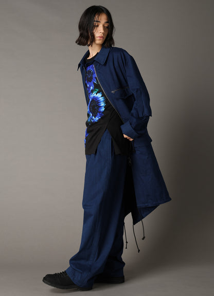 COTTON INDIGO TWILL 2-TUCK PANTS