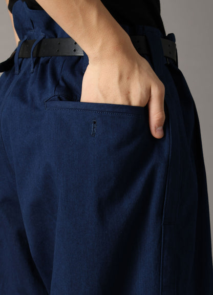 COTTON INDIGO TWILL 2-TUCK PANTS
