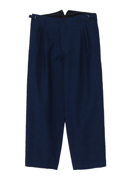 COTTON INDIGO TWILL 2-TUCK PANTS