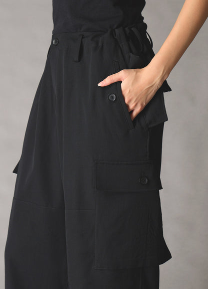 WOOL GABARDINE TAPERED CARGO PANTS