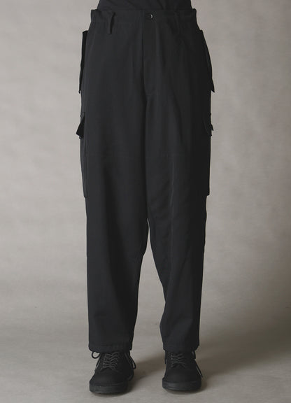 WOOL GABARDINE TAPERED CARGO PANTS