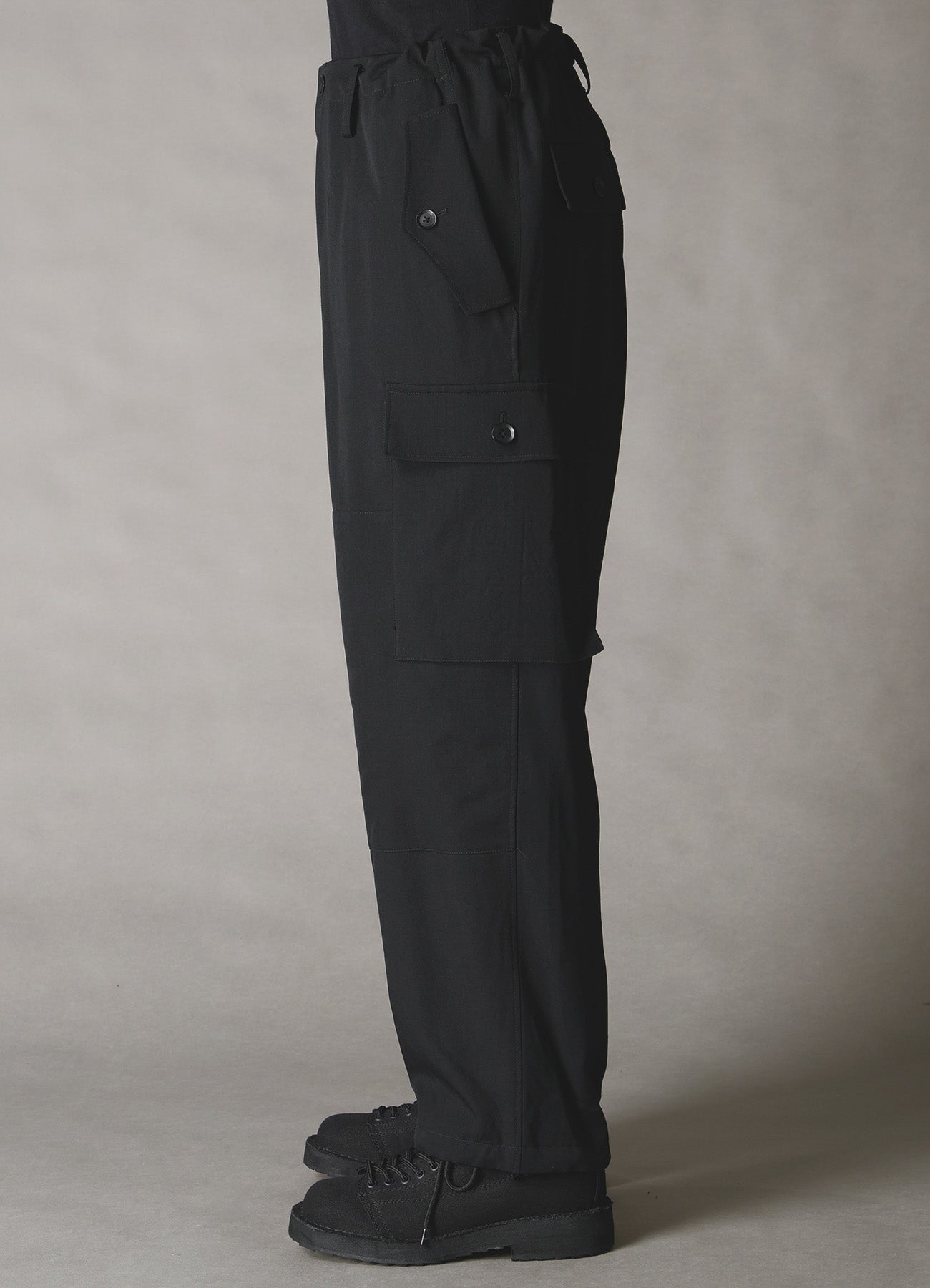 WOOL GABARDINE TAPERED CARGO PANTS – THE SHOP YOHJI YAMAMOTO