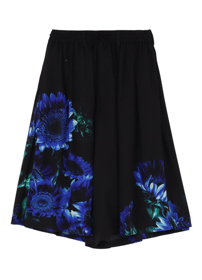BLUE FLOWER PRINT CULOTTE PANTS