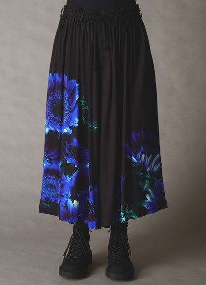 BLUE FLOWER PRINT CULOTTE PANTS