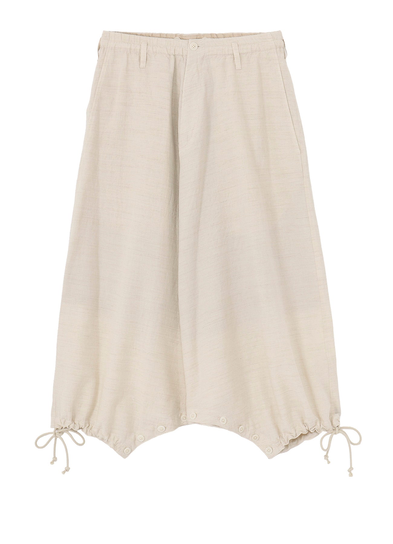 COTTON WOOL FLAX BROAD INSEAM BUTTON SAROUEL PANTS