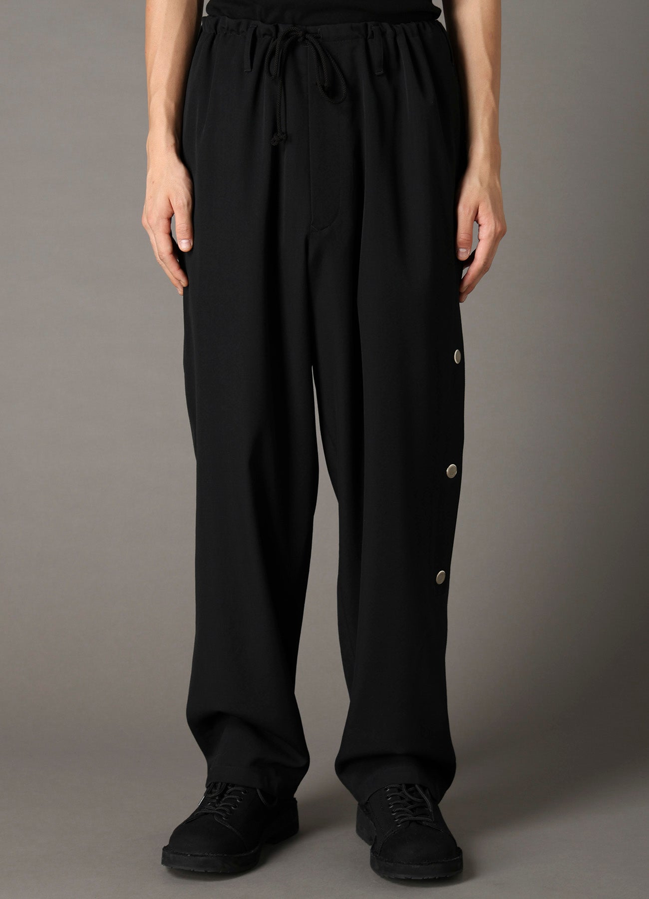 WOOL GABARDINE DRAWSTRING PANTS WITH EYELETS – THE SHOP YOHJI YAMAMOTO