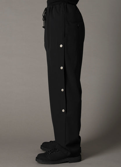 WOOL GABARDINE DRAWSTRING PANTS WITH EYELETS