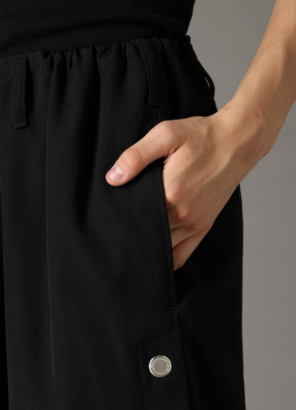 WOOL GABARDINE DRAWSTRING PANTS WITH EYELETS