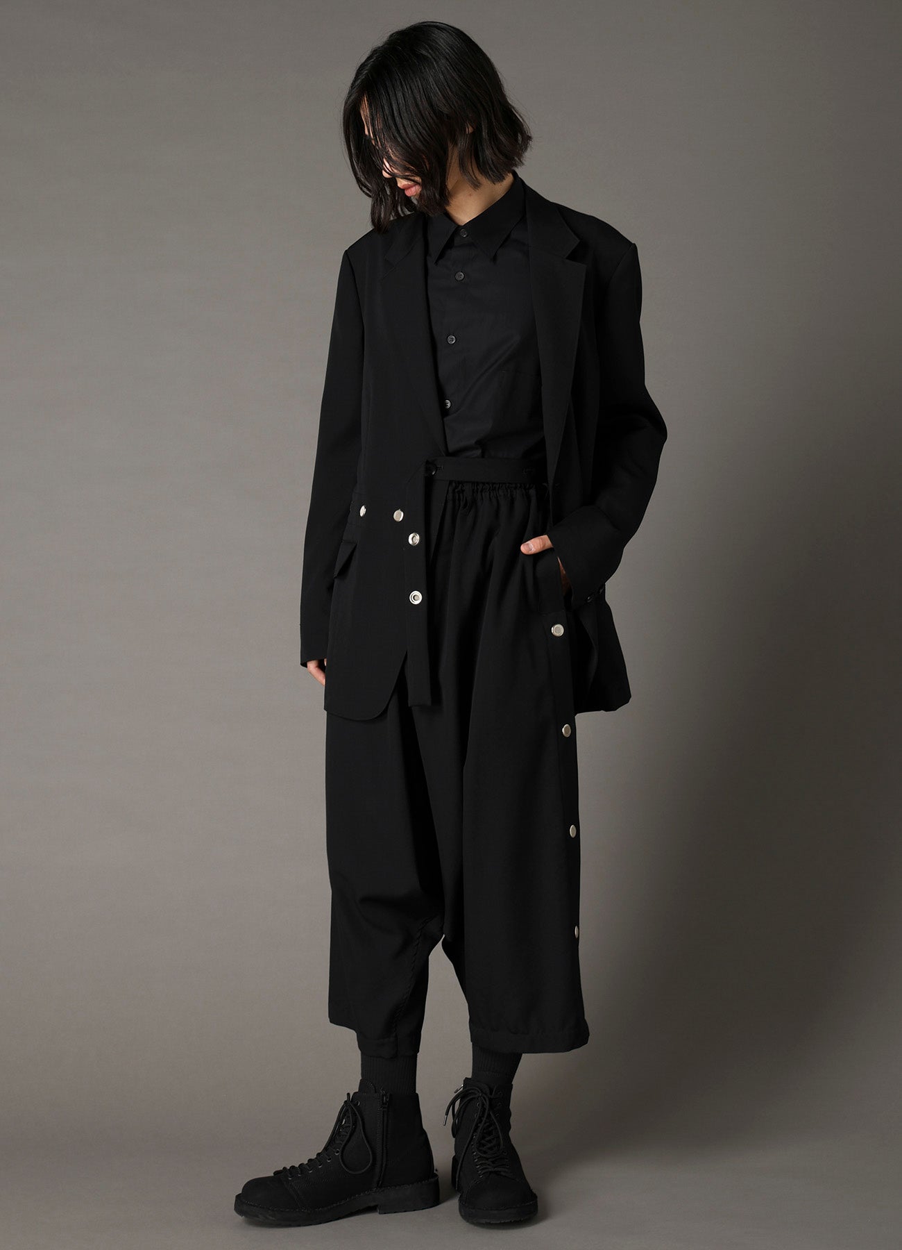 WOOL GABARDINE SAROUEL PANTS WITH EYELETS – THE SHOP YOHJI YAMAMOTO