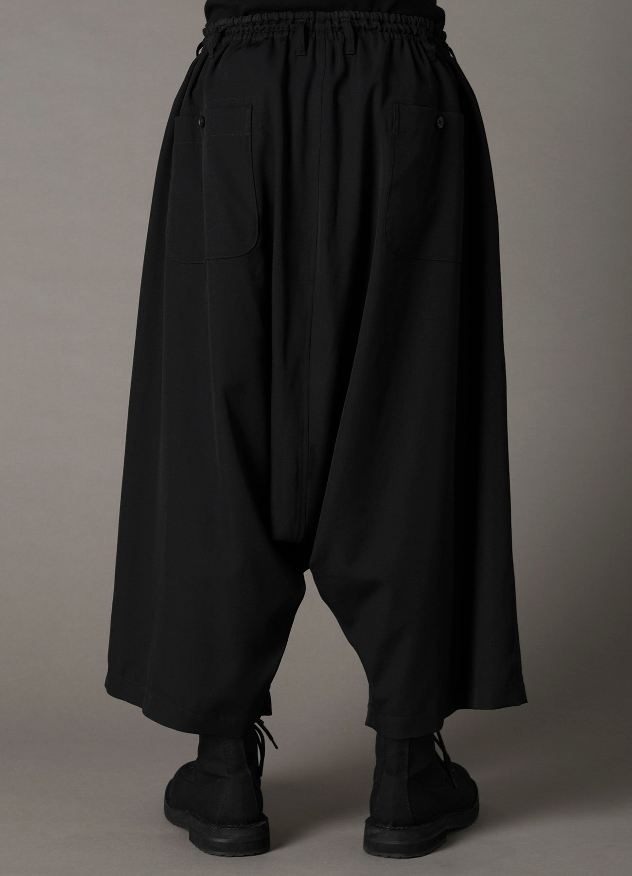 WOOL GABARDINE SAROUEL PANTS WITH EYELETS