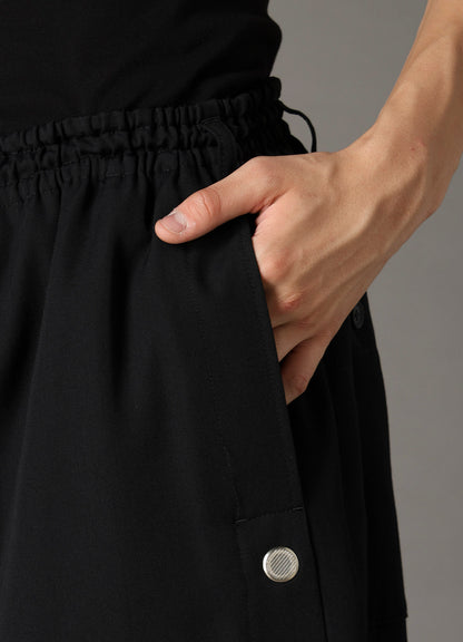 WOOL GABARDINE SAROUEL PANTS WITH EYELETS