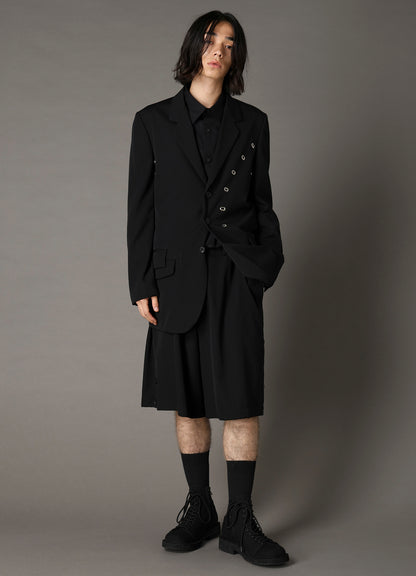 WOOL GABARDINE SHORT PANTS WITH EYELETS